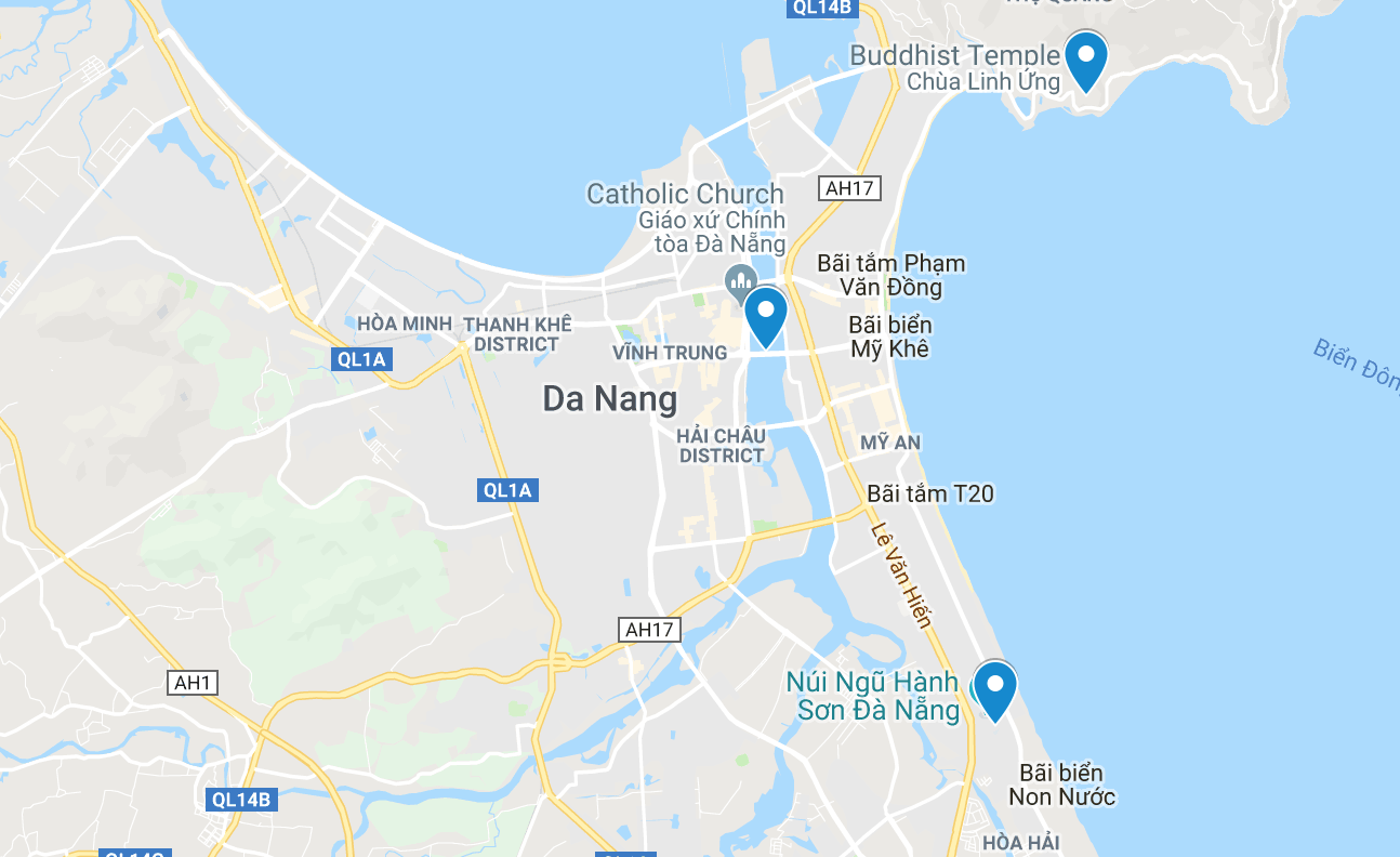 Danang Vietnam Attractions Map